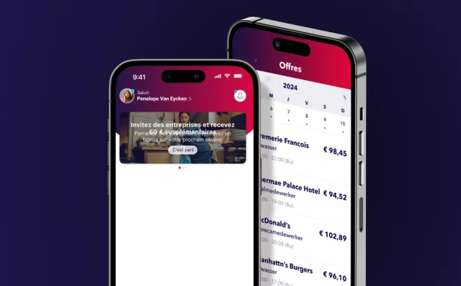 Deux écrans de l'application NOWJOBS