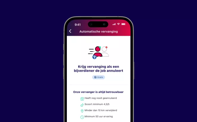 Automatische vervanging in de NOWJOBS app
