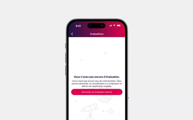 L'application NOWJOBS ouverte sur un smartphone