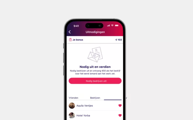 Een screenshot uit de NOWJOBS app
