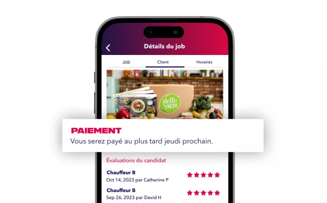 Une notification dans l'application NOWJOBS montre que le candidat recevra rapidement son paiement