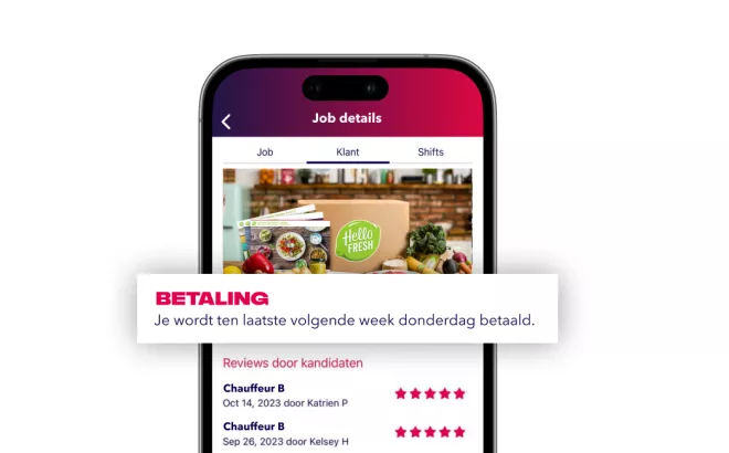 De NOWJOBS app toont dat een kandidaat snel betaald zal worden